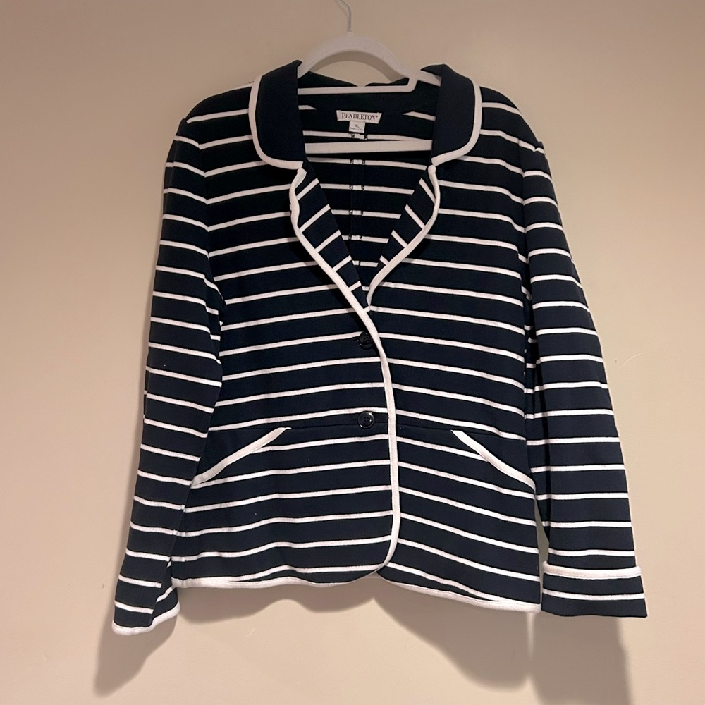 Pendleton Navy Blue and White Stripe Blazer Size XL
